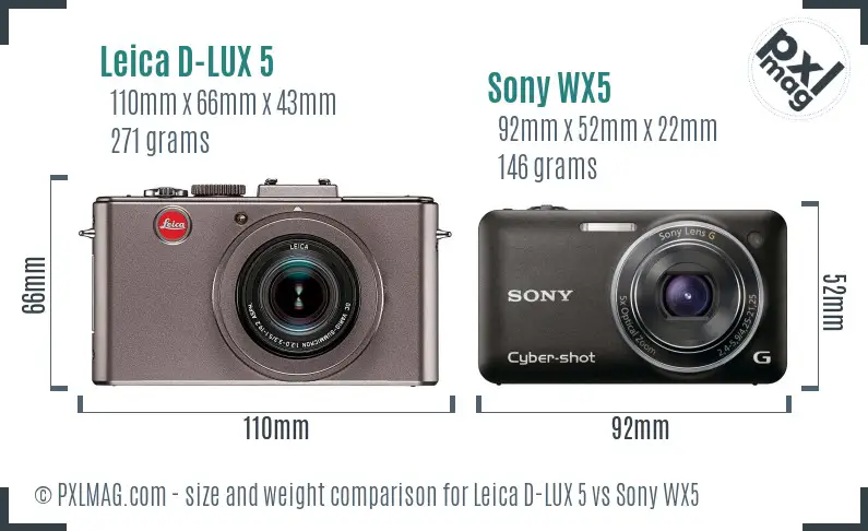 Leica D-LUX 5 vs Sony WX5 size comparison