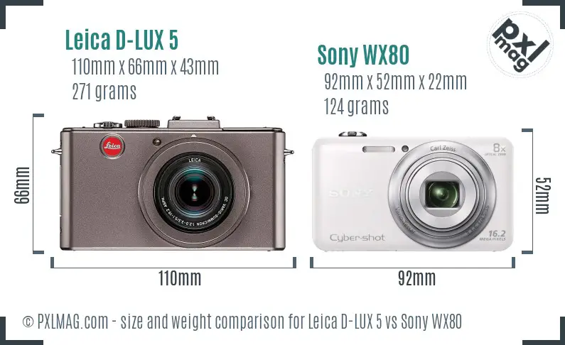 Leica D-LUX 5 vs Sony WX80 size comparison
