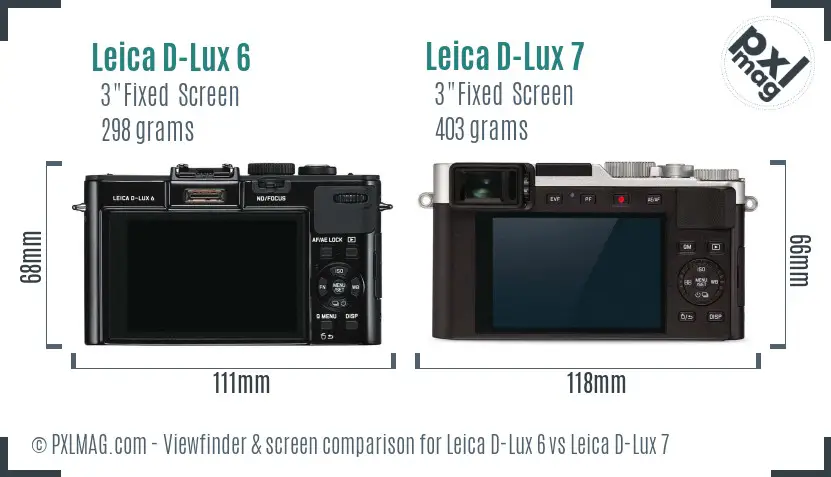 Leica D-Lux 6 vs Leica D-Lux 7 Screen and Viewfinder comparison Leica D-Lux 6 vs Leica D-Lux 7 Screen and Viewfinder comparison