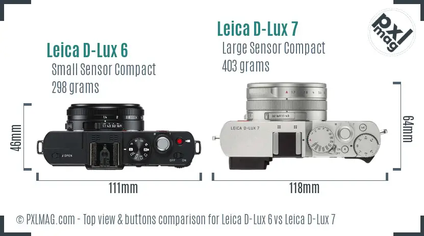 Leica D-Lux 6 vs Leica D-Lux 7 top view buttons comparison Leica D-Lux 6 vs Leica D-Lux 7 top view buttons comparison