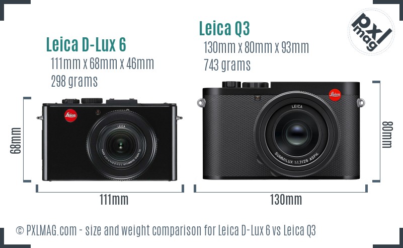 Leica D-Lux 6 vs Leica Q3 size comparison