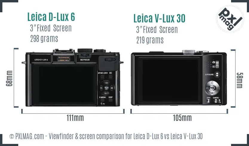 Leica D-Lux 6 vs Leica V-Lux 30 Screen and Viewfinder comparison