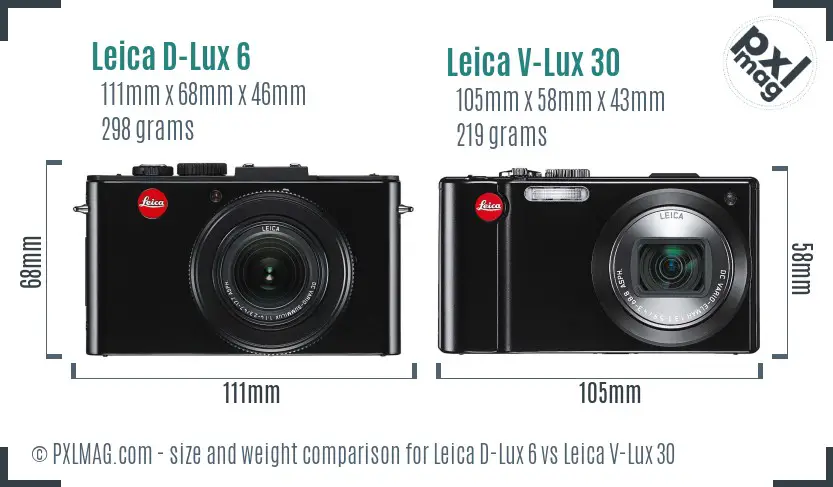 Leica D-Lux 6 vs Leica V-Lux 30 size comparison Leica D-Lux 6 vs Leica V-Lux 30 size comparison