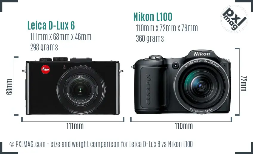 Leica D-Lux 6 vs Nikon L100 size comparison Leica D-Lux 6 vs Nikon L100 size comparison