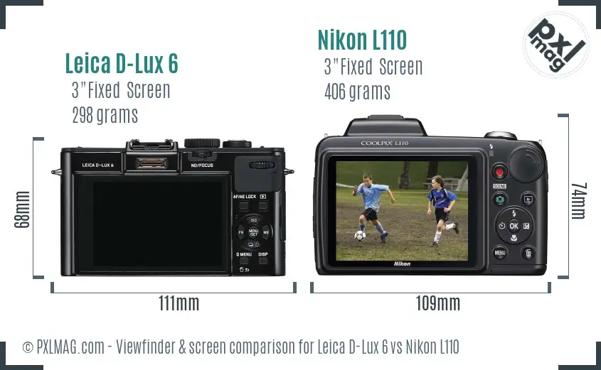 Leica D-Lux 6 vs Nikon L110 Screen and Viewfinder comparison
