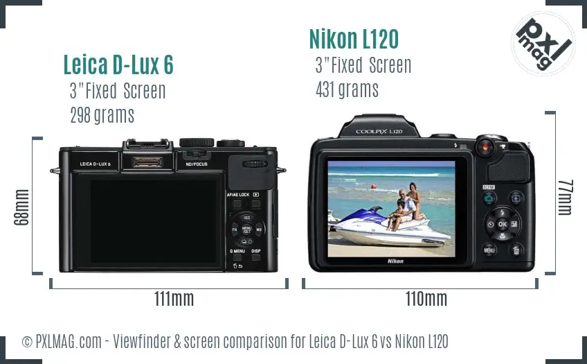 Leica D-Lux 6 vs Nikon L120 Screen and Viewfinder comparison Leica D-Lux 6 vs Nikon L120 Screen and Viewfinder comparison
