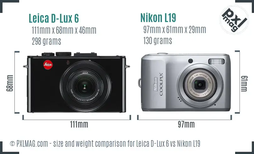 Leica D-Lux 6 vs Nikon L19 size comparison
