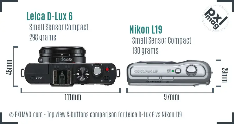 Leica D-Lux 6 vs Nikon L19 top view buttons comparison