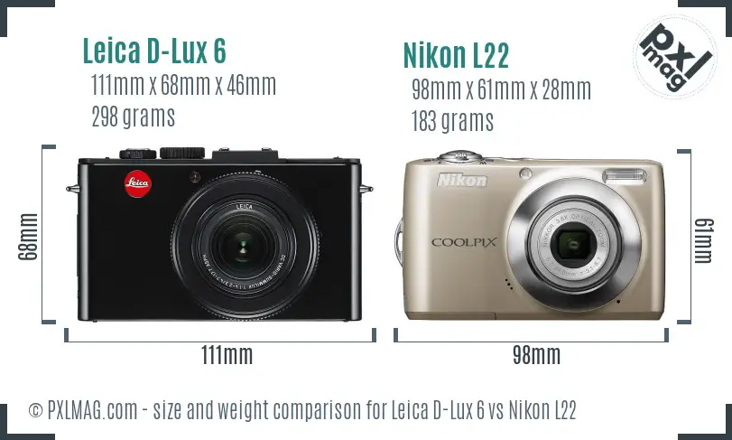 Leica D-Lux 6 vs Nikon L22 size comparison Leica D-Lux 6 vs Nikon L22 size comparison