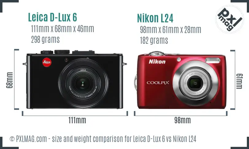 Leica D-Lux 6 vs Nikon L24 size comparison