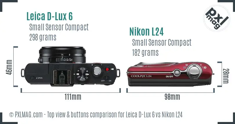 Leica D-Lux 6 vs Nikon L24 top view buttons comparison