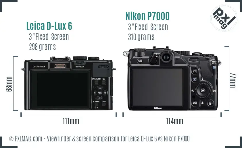 Leica D-Lux 6 vs Nikon P7000 Screen and Viewfinder comparison