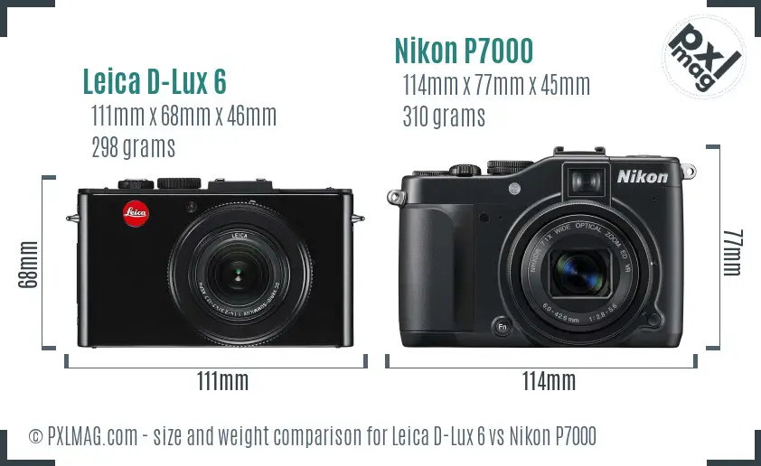 Leica D-Lux 6 vs Nikon P7000 size comparison