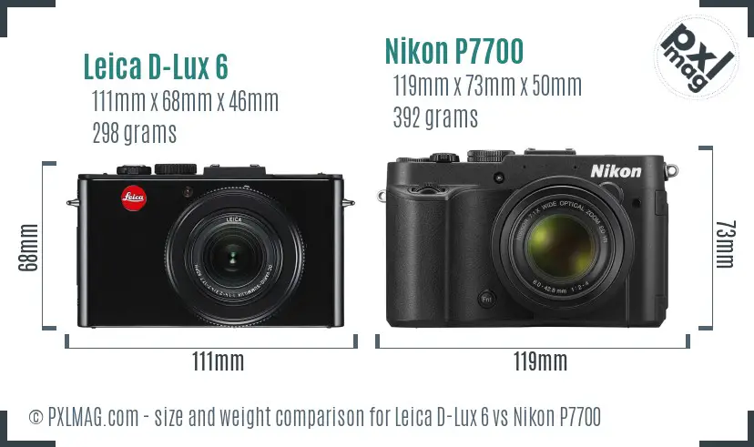 Leica D-Lux 6 vs Nikon P7700 size comparison