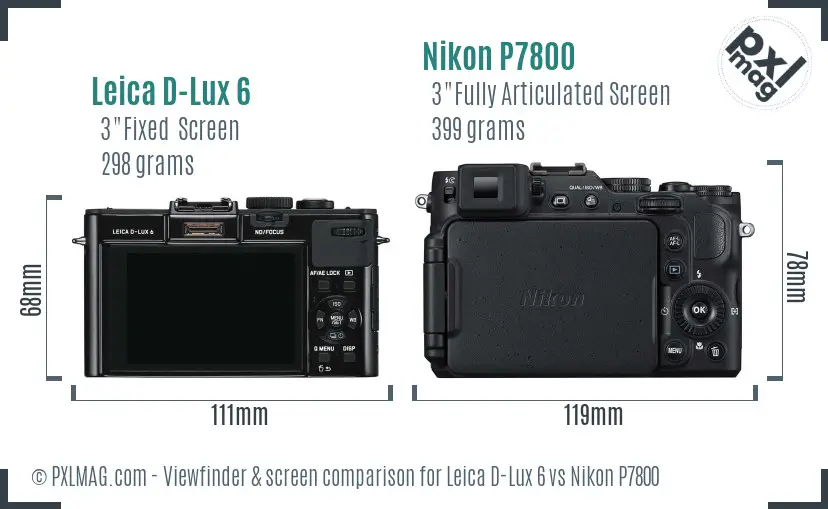 Leica D-Lux 6 vs Nikon P7800 Screen and Viewfinder comparison