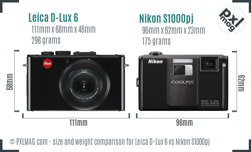 Leica D-Lux 6 vs Nikon S1000pj size comparison