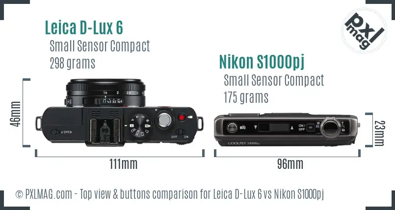 Leica D-Lux 6 vs Nikon S1000pj top view buttons comparison