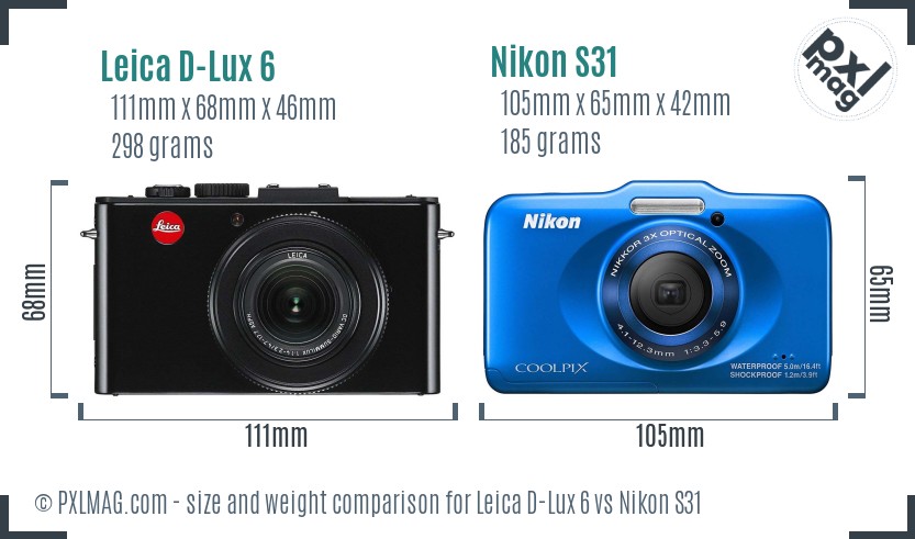 Leica D-Lux 6 vs Nikon S31 size comparison Leica D-Lux 6 vs Nikon S31 size comparison