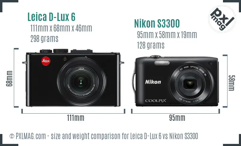 Leica D-Lux 6 vs Nikon S3300 size comparison
