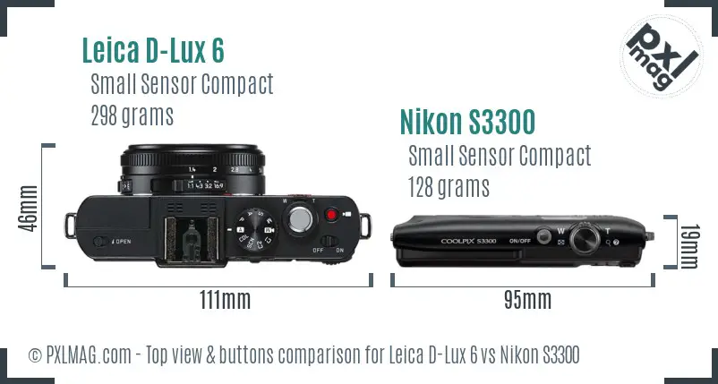 Leica D-Lux 6 vs Nikon S3300 top view buttons comparison