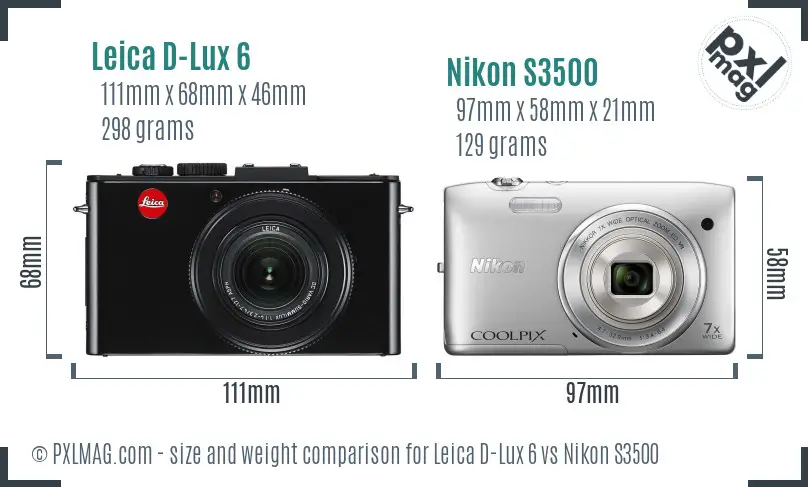 Leica D-Lux 6 vs Nikon S3500 size comparison Leica D-Lux 6 vs Nikon S3500 size comparison