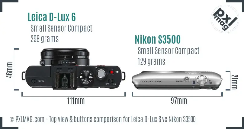 Leica D-Lux 6 vs Nikon S3500 top view buttons comparison Leica D-Lux 6 vs Nikon S3500 top view buttons comparison