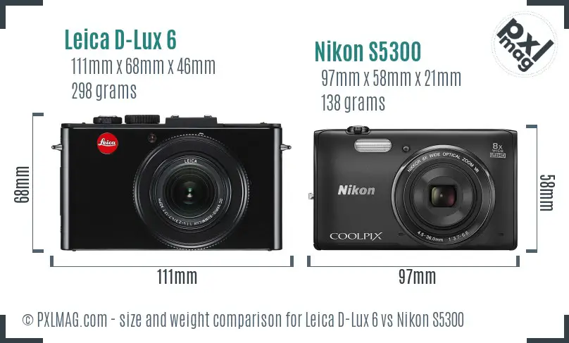 Leica D-Lux 6 vs Nikon S5300 size comparison