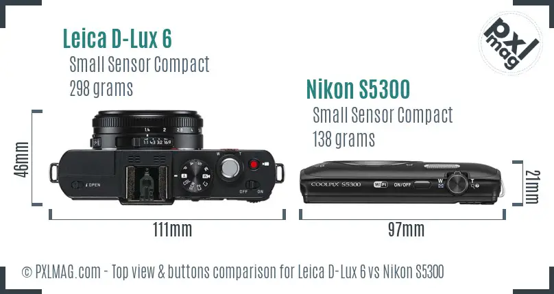 Leica D-Lux 6 vs Nikon S5300 top view buttons comparison