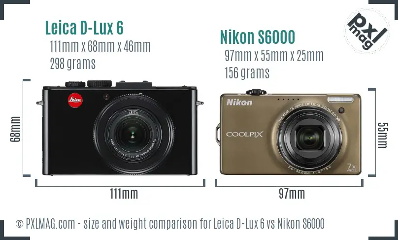 Leica D-Lux 6 vs Nikon S6000 size comparison Leica D-Lux 6 vs Nikon S6000 size comparison