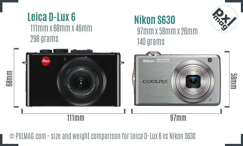 Leica D-Lux 6 vs Nikon S630 size comparison Leica D-Lux 6 vs Nikon S630 size comparison