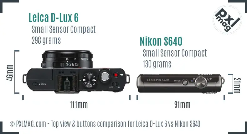 Leica D-Lux 6 vs Nikon S640 top view buttons comparison