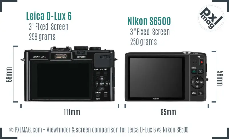 Leica D-Lux 6 vs Nikon S6500 Screen and Viewfinder comparison Leica D-Lux 6 vs Nikon S6500 Screen and Viewfinder comparison