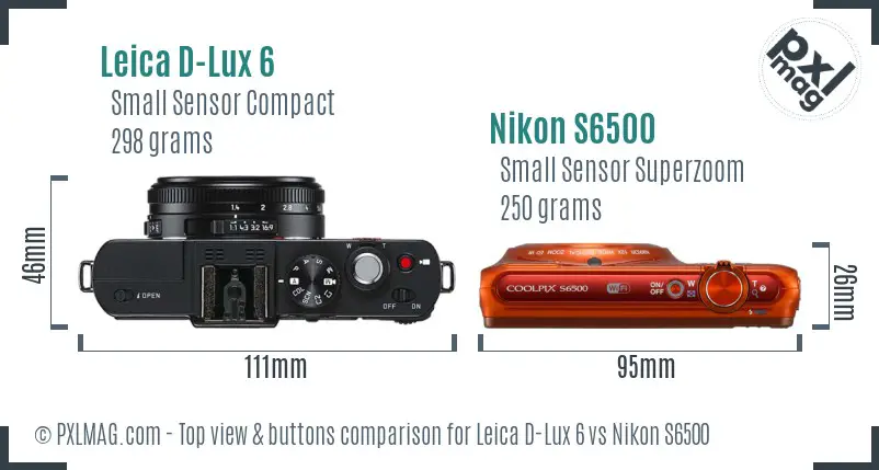Leica D-Lux 6 vs Nikon S6500 top view buttons comparison Leica D-Lux 6 vs Nikon S6500 top view buttons comparison