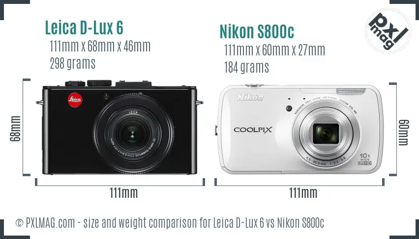 Leica D-Lux 6 vs Nikon S800c size comparison Leica D-Lux 6 vs Nikon S800c size comparison