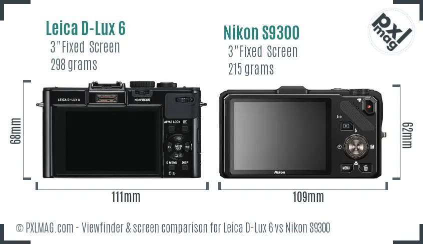 Leica D-Lux 6 vs Nikon S9300 Screen and Viewfinder comparison Leica D-Lux 6 vs Nikon S9300 Screen and Viewfinder comparison