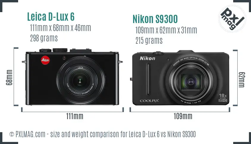 Leica D-Lux 6 vs Nikon S9300 size comparison Leica D-Lux 6 vs Nikon S9300 size comparison