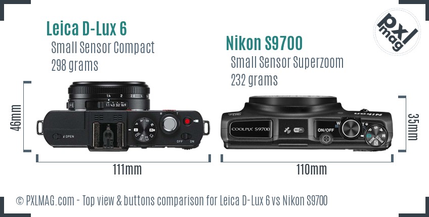 Leica D-Lux 6 vs Nikon S9700 top view buttons comparison