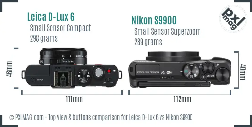 Leica D-Lux 6 vs Nikon S9900 top view buttons comparison