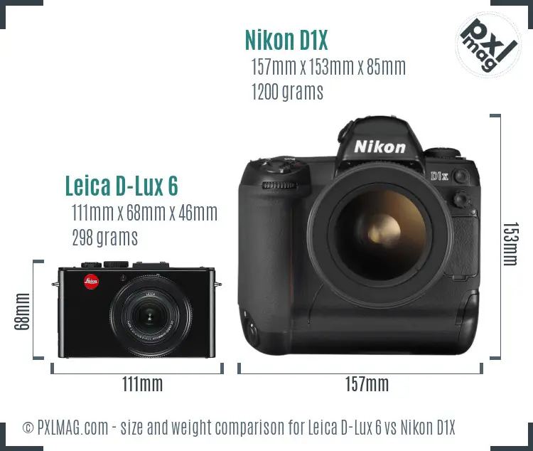 Leica D-Lux 6 vs Nikon D1X size comparison