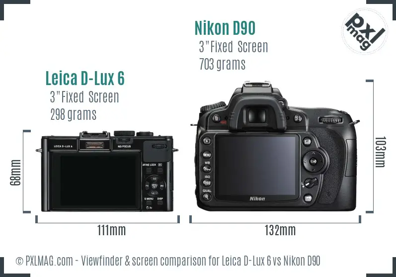Leica D-Lux 6 vs Nikon D90 Screen and Viewfinder comparison