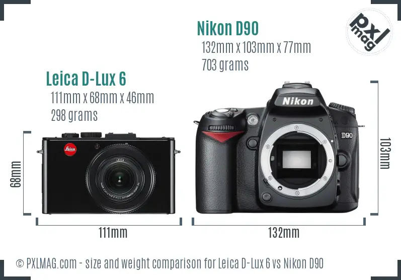 Leica D-Lux 6 vs Nikon D90 size comparison