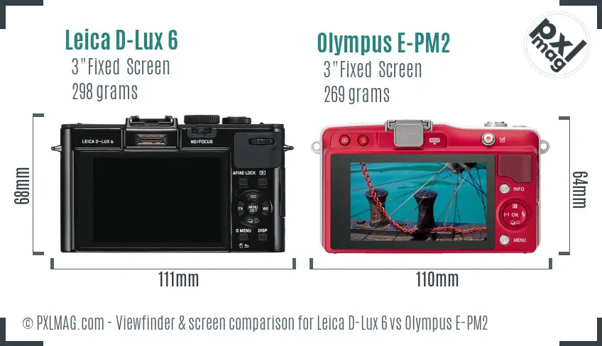 Leica D-Lux 6 vs Olympus E-PM2 Screen and Viewfinder comparison