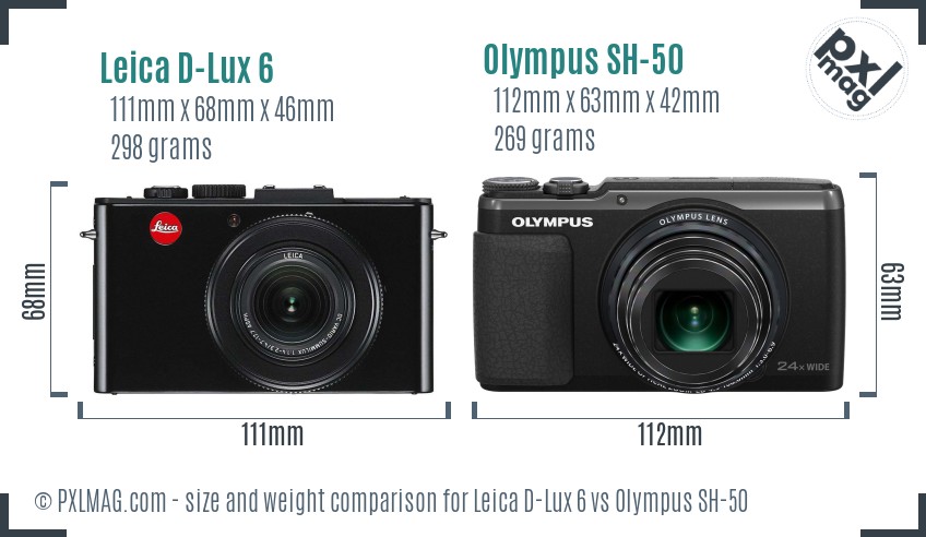 Leica D-Lux 6 vs Olympus SH-50 size comparison Leica D-Lux 6 vs Olympus SH-50 size comparison