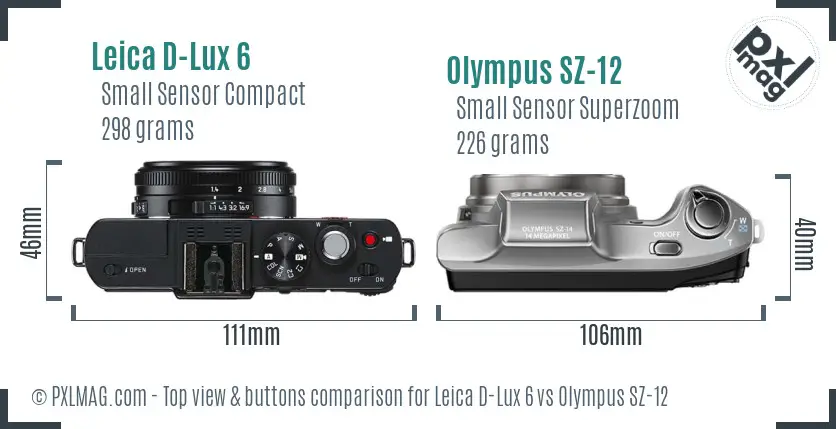 Leica D-Lux 6 vs Olympus SZ-12 top view buttons comparison