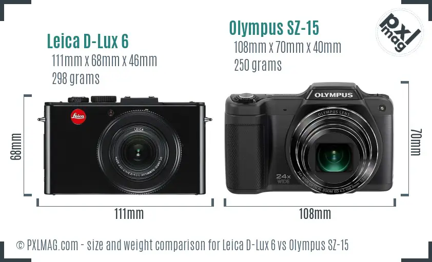 Leica D-Lux 6 vs Olympus SZ-15 size comparison