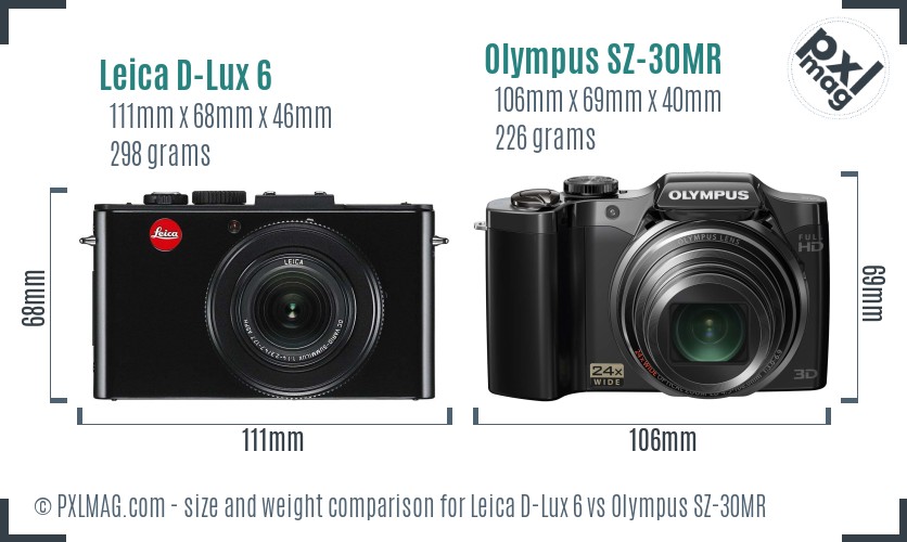 Leica D-Lux 6 vs Olympus SZ-30MR size comparison Leica D-Lux 6 vs Olympus SZ-30MR size comparison