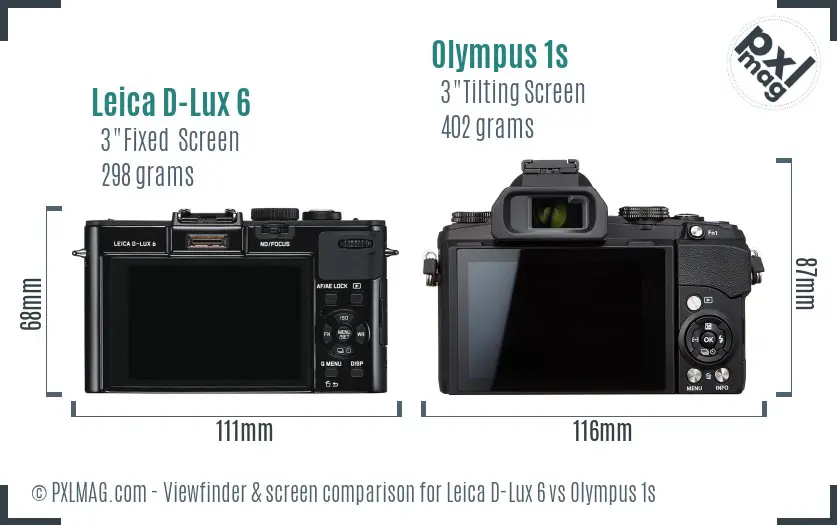 Leica D-Lux 6 vs Olympus 1s Screen and Viewfinder comparison