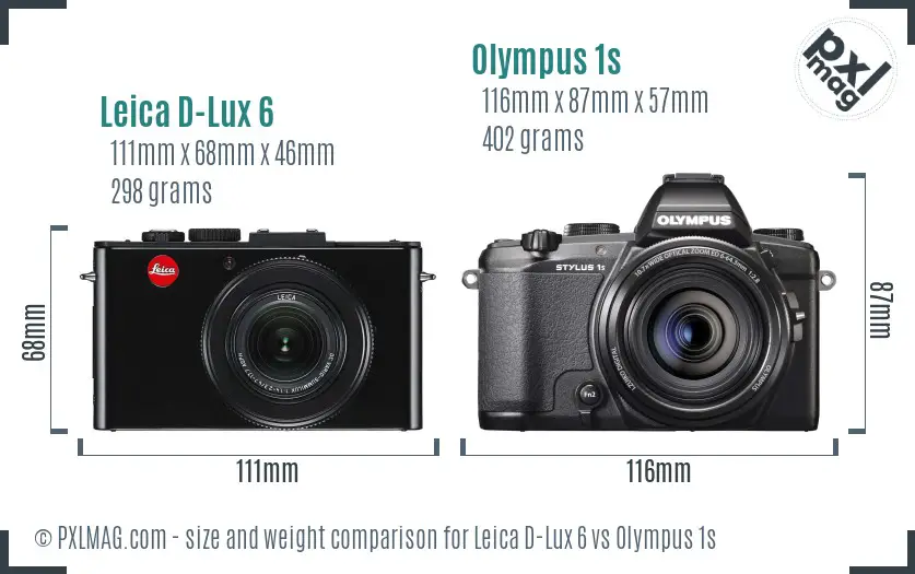 Leica D-Lux 6 vs Olympus 1s size comparison