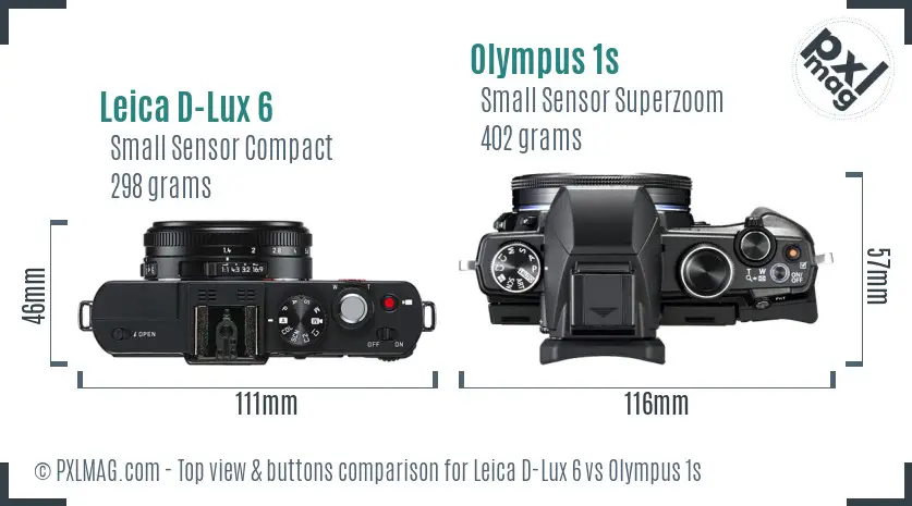 Leica D-Lux 6 vs Olympus 1s top view buttons comparison