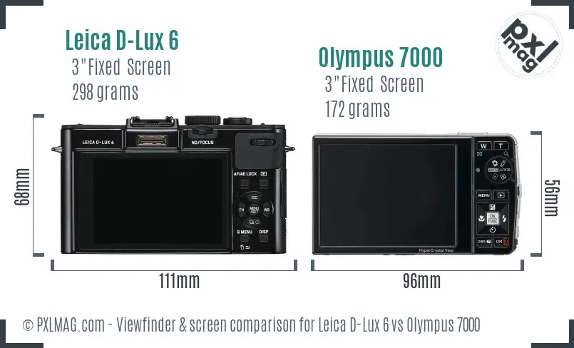 Leica D-Lux 6 vs Olympus 7000 Screen and Viewfinder comparison